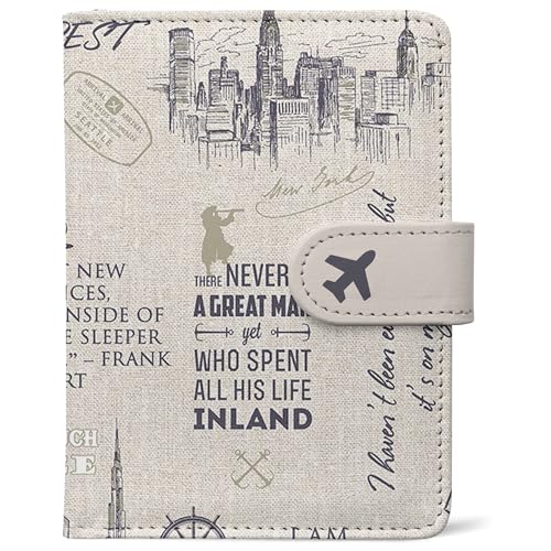 Passport Holder, Cute Travel Wallet Cover with RFID Blocking,Travel - color: O-Travel