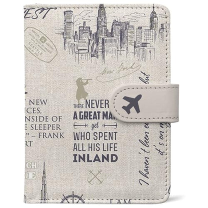 Passport Holder, Cute Travel Wallet Cover with RFID Blocking,Travel - color: O-Travel