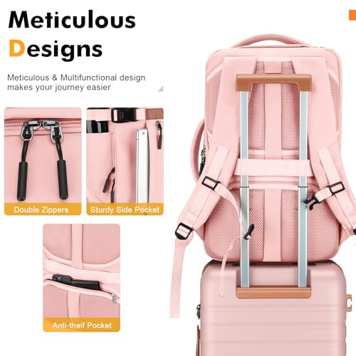 20" Carry On Luggage Set 3 Piece With Travel Backpack, YKK Zippers - color: Pink, size: 3 Piece Set (20inch)