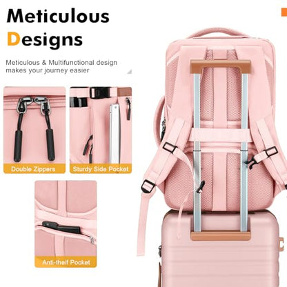 20" Carry On Luggage Set 3 Piece With Travel Backpack, YKK Zippers - color: Pink, size: 3 Piece Set (20inch)