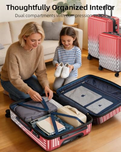 Luggage Sets 2 Piece Expandable Suitcase with Spinner Wheels, PC+ABS Hardside Lightweight Suitcase with TSA Lock - color: Ruby Red, size: 2 Piece Set (20/24inch)