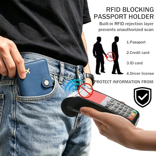 ZOPPEN Passport Holder RFID Blocking Travel Wallet, Denim Blue - color: Denim Blue