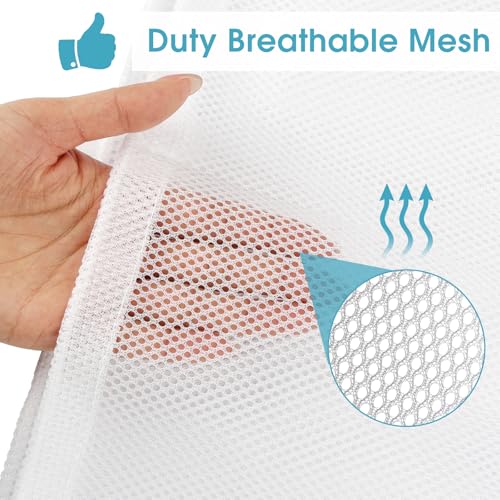 2 Pack Mesh Laundry Bags 23x34 Inch Drawstring Locking for Travel Home - color: White