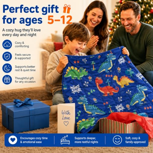 Dinosaur Weighted Blanket 5lbs Cool Small Heavy Throw Blanket Gifts 36"x48" - color: Blue Dinosaur, size: 36"×48" 5lbs