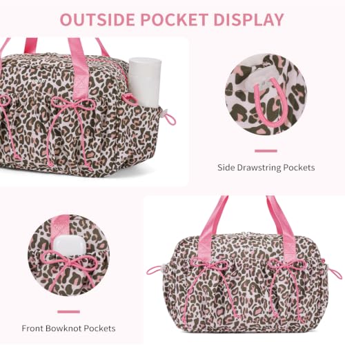 ECOHUB Small Gym Bag for Women, Mini Duffle Bag Pink Leopard Print - color: Pink Leopard Print