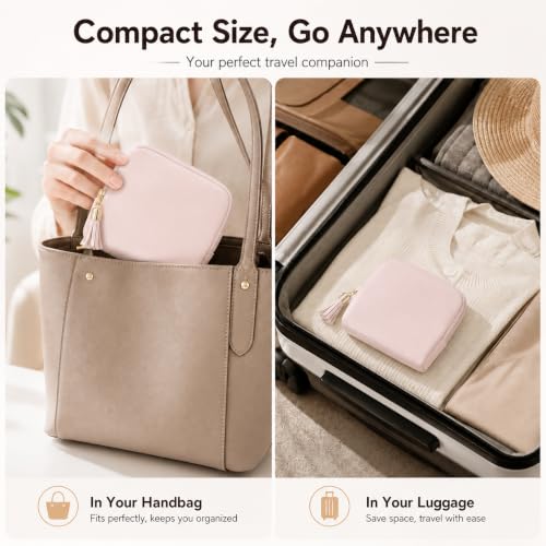 Small Travel Jewelry Case Soft Leather Velvet Lined Organizer Pouch (Pink) - color: Pink