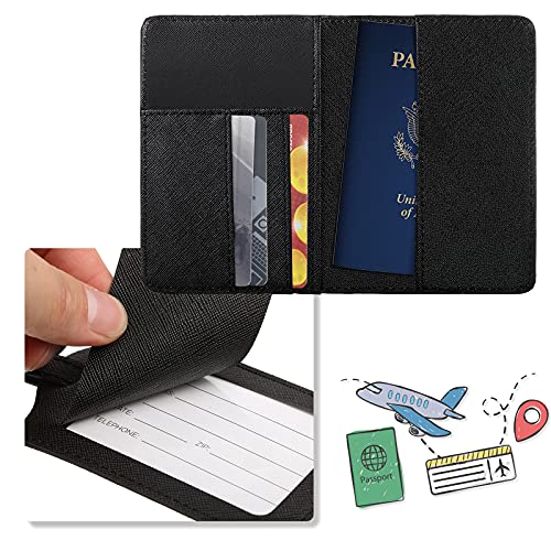 Frienda 2 Pcs Passport Holder Covers Waterproof Leather - color: White and Black