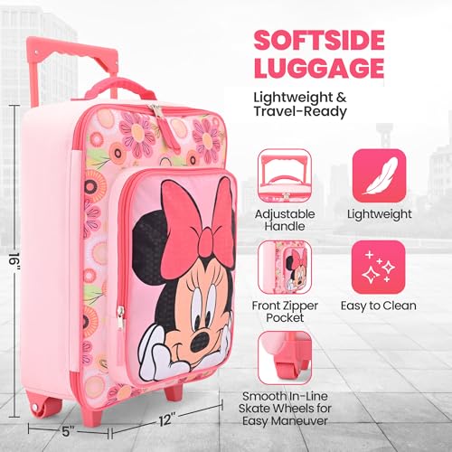 Fast Forward Minnie Mouse Girls Luggage 16" Soft Side Wheeled Pilot Case- Rolling Suitcase 16x12x5 - color: Minnie Mouse 16"