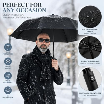 Jexine Windproof Travel Umbrella Compact Small - color: Black