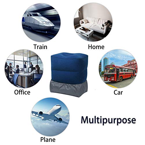 Inflatable Foot Rest Pillow Airplane Travel Kids Blue (2 Pack) - color: Blue