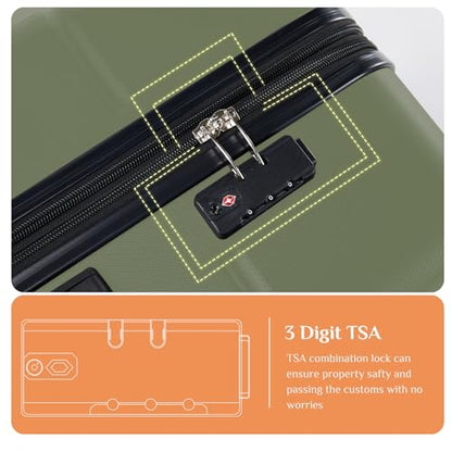 Sweetcrispy 20 Inch Carry On Luggage, Suitcase with Spinner Wheels - color: Green, size: 20 Inch