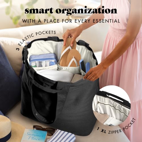 Fit & Fresh All The Things XL Beach Bag for Women, Oversized Travel Tote - color: Black