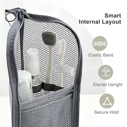 Standing Toiletry Bag, 2026 New Portable Lightweight Travel Toiletry Bag, Clear EVA Waterproof Toiletry Organizer, Large Capacity Foldable Hanging Cosmetic Bag for Travel, Gym, Home (black) - size: black