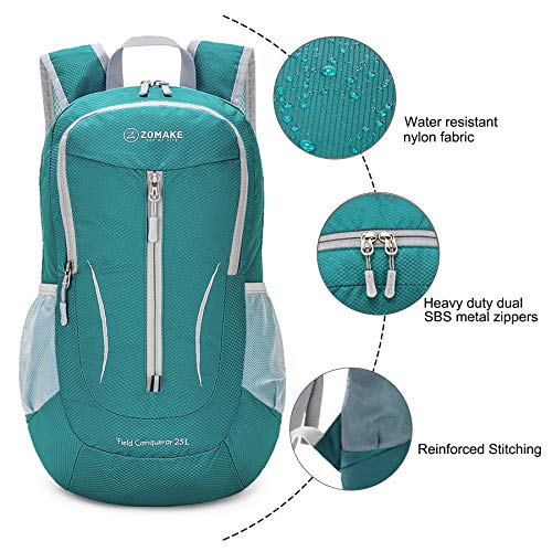 ZOMAKE Lightweight Packable Backpack 25L, Foldable Hiking Daypack - color: Army Green a, size: Small