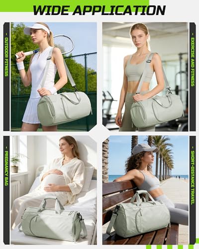 WISEPACK Gym Bag for Women with Shoe Compartment Travel Duffel Bag Green - color: I3-Grass Green