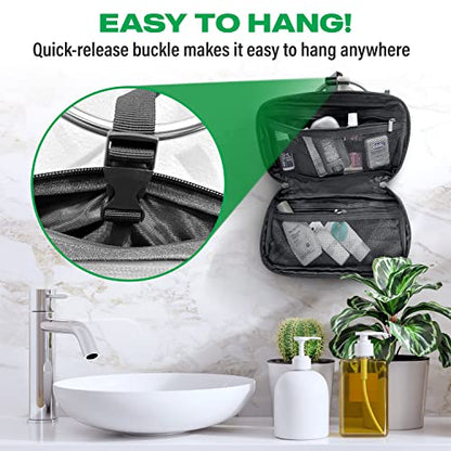 COR Surf Compact Hanging Toiletry Bag, Dopp Kit, 4 Compartments, Dark Green - color: Dark Green
