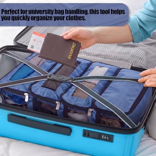 Hanging Suitcase Organizer Travel Blue Clothes Shelves - color: Blue