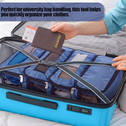 Hanging Suitcase Organizer Travel Blue Clothes Shelves - color: Blue