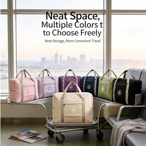 Lightweight Travel Duffel Bag, Foldable Carry on Weekender Overnight - color: Black