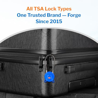 Forge TSA Approved Luggage Locks Ultra-Secure Dimple Key Cable Locks for Travel with Zinc Alloy Body- 2 Blue Locks - size: Blue 2 Locks
