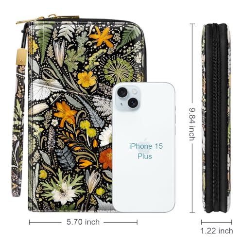 Family Passport Holder Wallet RFID Blocking Document Organizer - color: Dried Flowers