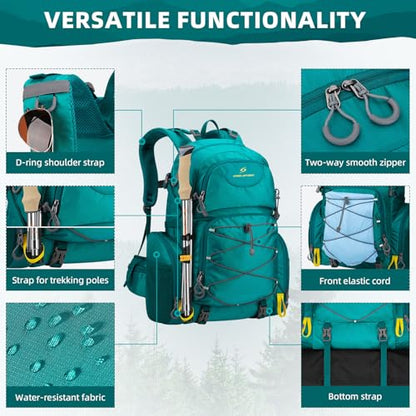 Maelstrom 40L Waterproof Hiking Backpack, Lightweight Travel Daypack - color: Green