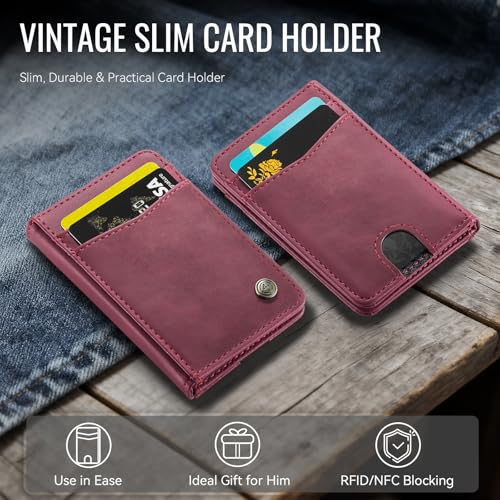 Slim Wallet for Women RFID Blocking Credit Card Holder Bifold Front Pocket Mini Wallet with 8 Card Slots and 2 Cash Pockets, Minimalist PU Leather Small Travel Purse Compact Gift, Burgundy - color: Burgundy