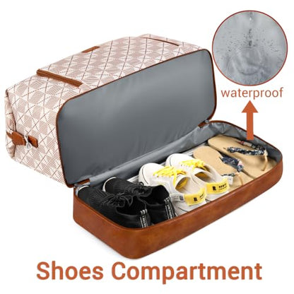 TIBES Travel Weekender Bag for Women, Overnight Bag with Shoe Compartment - color: X-Brown Plaid