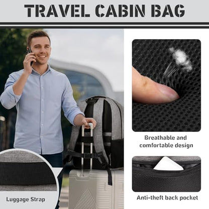 18.4" Large Laptop Backpack,Business Travel TSA Approved Slim Work Bag - color: Grey, size: 3X-Large