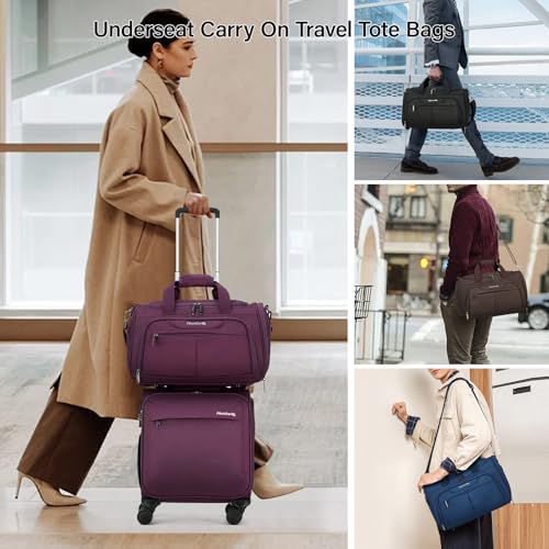 Hanke Small Underseat Carry On Luggage Bags for Travel with 10 Pockets. - color: Coffee, size: Underseat Carry-On
