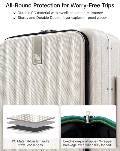 Hanke 16 Inch Small Carry On Luggage, Top Opening Aluminum Frame Suitcase - color: Ivory White, size: 16 Inch