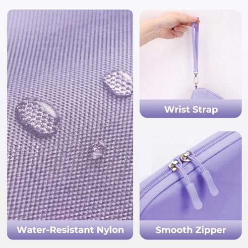 FYY Travel Cable Organizer - 8 Compartments, Lightweight, Water Repellent - color: Purple, size: (L) 9.6"× 5.5"× 3.7"