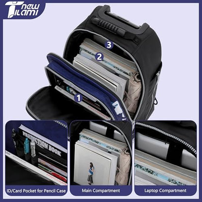 NEW TILAMI 19 Inch Rolling Backpack 4 Spinner Wheels for School, Dark Blue - color: Blue Shadow Illusory Form