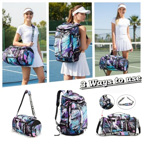 Gym Duffle Bag Backpack,4‑Way Waterproof with Shoe Compartment Travel Laptop - color: Multicolor