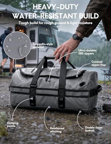 Haimont Heavy Duty Outdoor Gear Duffel Backpack, Grey - color: Grey, size: 60L