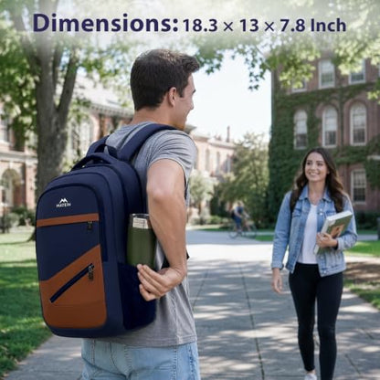 MATEIN Travel Backpack for Men with Anti Theft Pocket, TSA Friendly Bag - color: Dark Blue Brown, size: 17 Inch