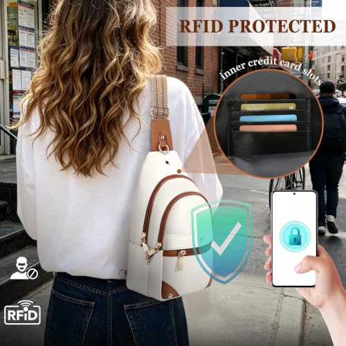Anti Theft Sling Bag for Women, RFID Travel Crossbody Bags - color: Beige