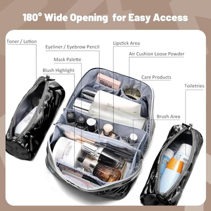 BOYATU Makeup Bag, Makeup Organizer, Toiletry Travel Bag for Women - Black - color: D-2-Black