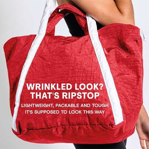 Bodysurf Beach Bag Waterproof Sandproof, Foldable Packable Travel Zip Tote - color: Red, size: Medium