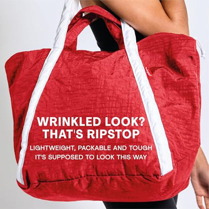 Bodysurf Beach Bag Waterproof Sandproof, Foldable Packable Travel Zip Tote - color: Red, size: Medium