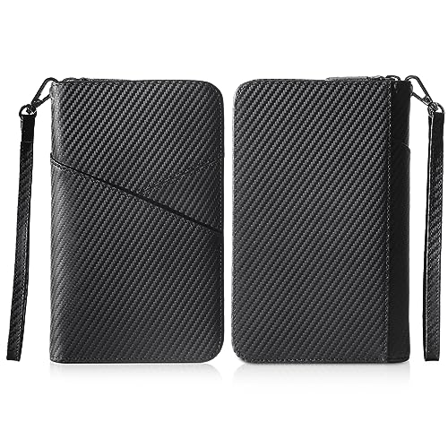 Polare Leather Passport Holder Travel Document Organizer Ticket Holder Case - color: Carbon Black