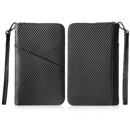 Polare Leather Passport Holder Travel Document Organizer Ticket Holder Case - color: Carbon Black