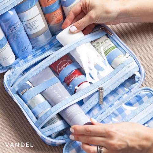 VANDEL Waterproof Hanging Toiletry Bag [TSA-Approved] Cosmet Travel Bag - color: Blue Gingham