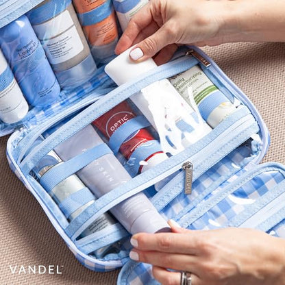 VANDEL Waterproof Hanging Toiletry Bag [TSA-Approved] Cosmet Travel Bag - color: Blue Gingham