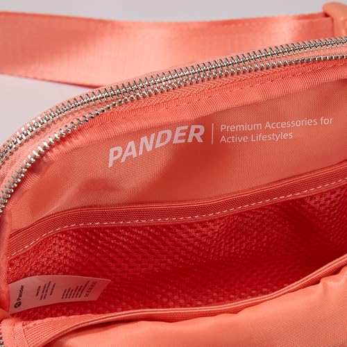 Pander Nylon Fanny Pack Belt Bag for Women with 5 Zipper Pockets - color: Dark Salmon