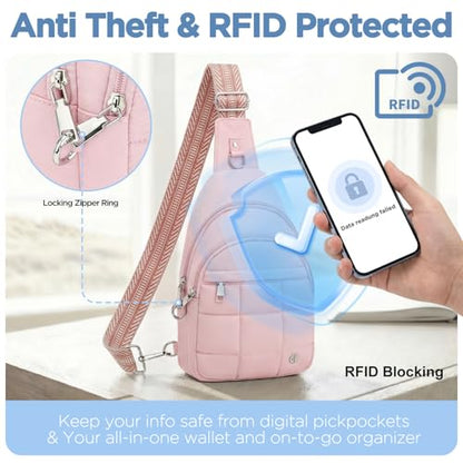 Anti Theft Sling Bag for Women, RFID Crossbody Purse Travel Pink - color: Pink