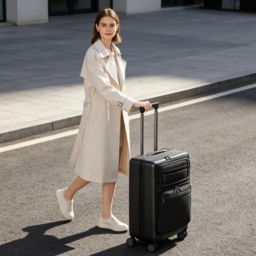 VANKEAN 20 Inch Expandable Hardshell Spinner TSA USB Port Carry-On Approved - color: STEEL GREY