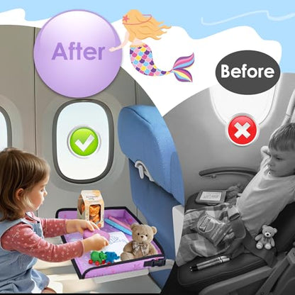 Kids Tray Table Cover, Airplane Tray Cover with Pockets - color: Purple