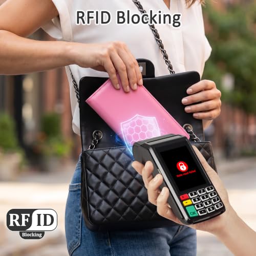 Tipmile Slim Wallet for Women, RFID Blocking Credit Card Holder - color: Pink