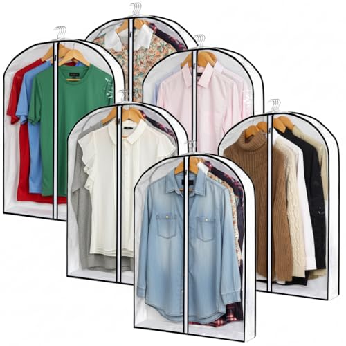 Mskitchen Hanging Clothes Storage with 4" Gusseted Garment Covers (Set of 6) - Clear Suit, Sweater, Shirt, Jacket Protectors for Closet - 24"x 32"x 4" / 6 Pack - size: 24"x32"x4"/ 6 Pack
